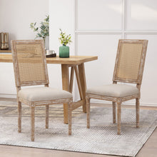 Load image into Gallery viewer, French Country Dining Chair With Rectangular Cane Backrest And Smooth Upholstered Seating
