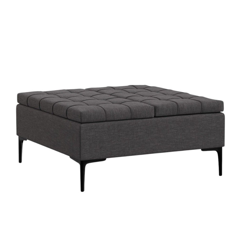 36" Upholstery Storage Ottoman - Black / Slate Gray