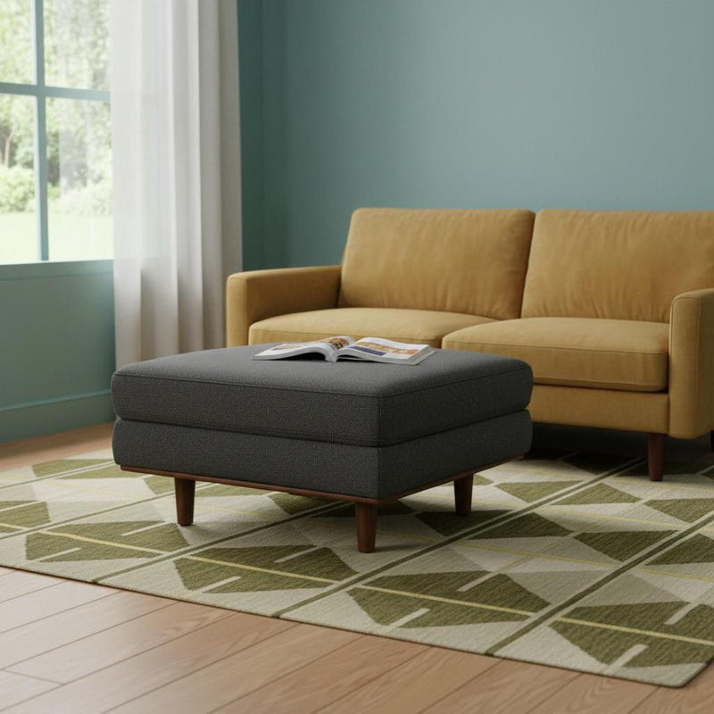 33" Fabric Cocktail Ottoman - Gray / Brown