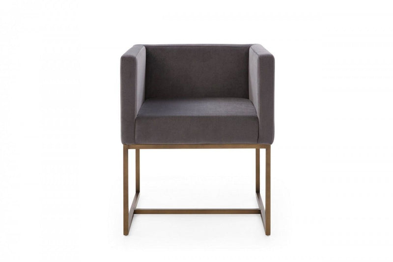 Dining Chair - Dark Gray / Antique Brass