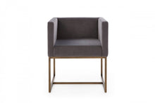 Load image into Gallery viewer, Dining Chair - Dark Gray / Antique Brass
