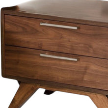 Load image into Gallery viewer, 18" Wood And Solid Wood Two Drawer Nightstand - Dark Brown
