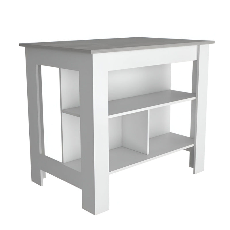 41" Kitchen Island With Storage - Gray / White