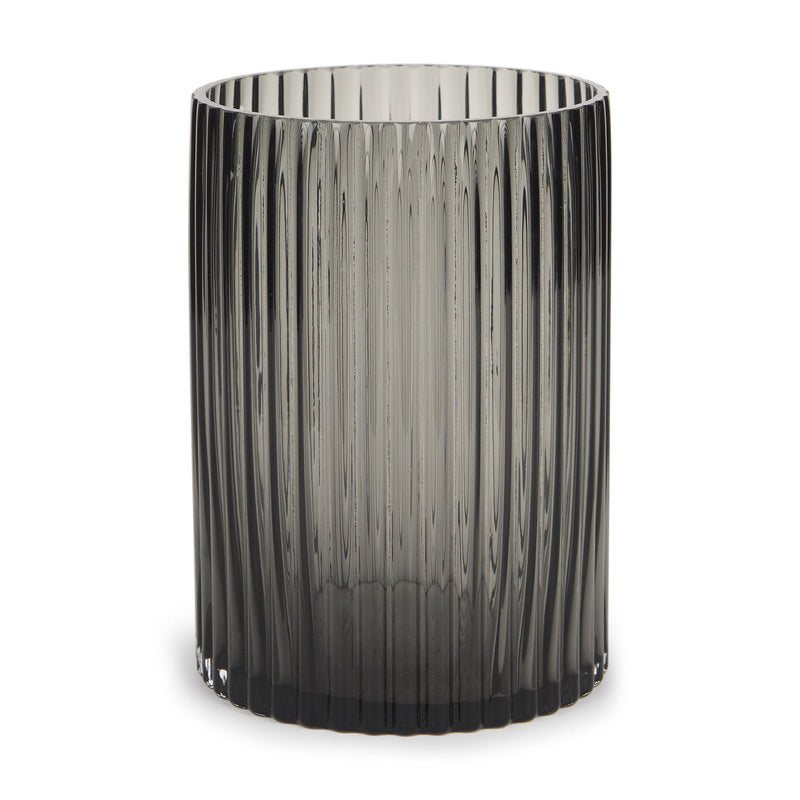 Cylinder Ribbed Table Vase (608311) - Black