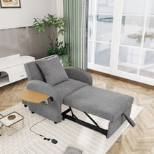 Load image into Gallery viewer, Convertible Single Chair Bed 3 In 1 Sofa With Computer Board And USB Ports - Gray
