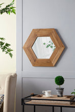 Load image into Gallery viewer, Hexagon Mirror With Natural Wood Frame, Wall Decor For Living Room Bathroom Hallway
