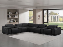Load image into Gallery viewer, Leather Modular L-Shaped Eight Piece Corner Sectional With Console - Black
