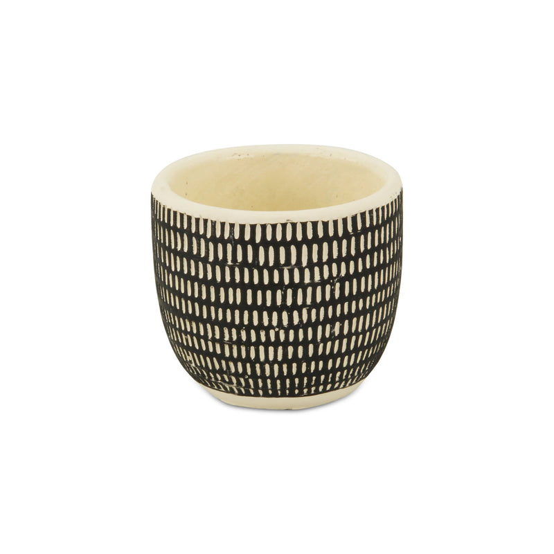 Dotted Round Pot Planter (487468) - Black / White