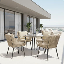 Load image into Gallery viewer, 5 Piece Twisted Rattan Patio Dining Set With Table
