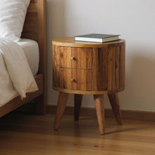 Load image into Gallery viewer, 18" Solid Wood Oval Two Drawer Nightstand - Natural
