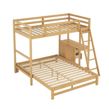 Load image into Gallery viewer, Twin over Full Bunk Bed with Built-in Desk and Three Drawers, Natural
