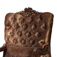 Load image into Gallery viewer, Velvet Tufted Arm Chair And Toss Pillow - Golden Brown And Mahogany
