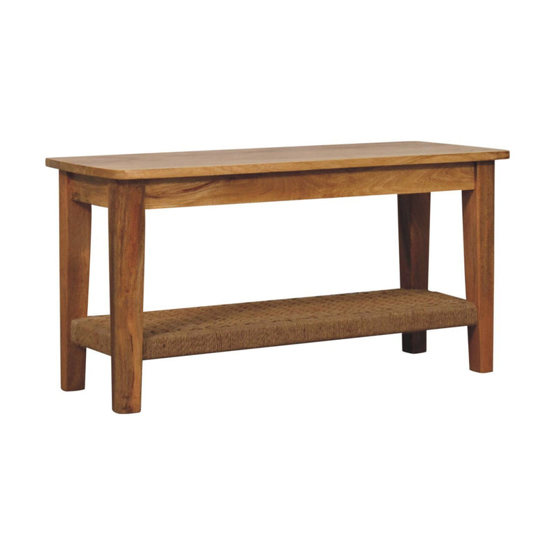 35" Solid Wood Coffee Table With Shelf - Oak