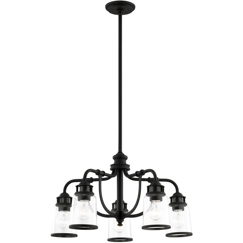 21" Five Light Dimmable Chandelier With Shades - Black