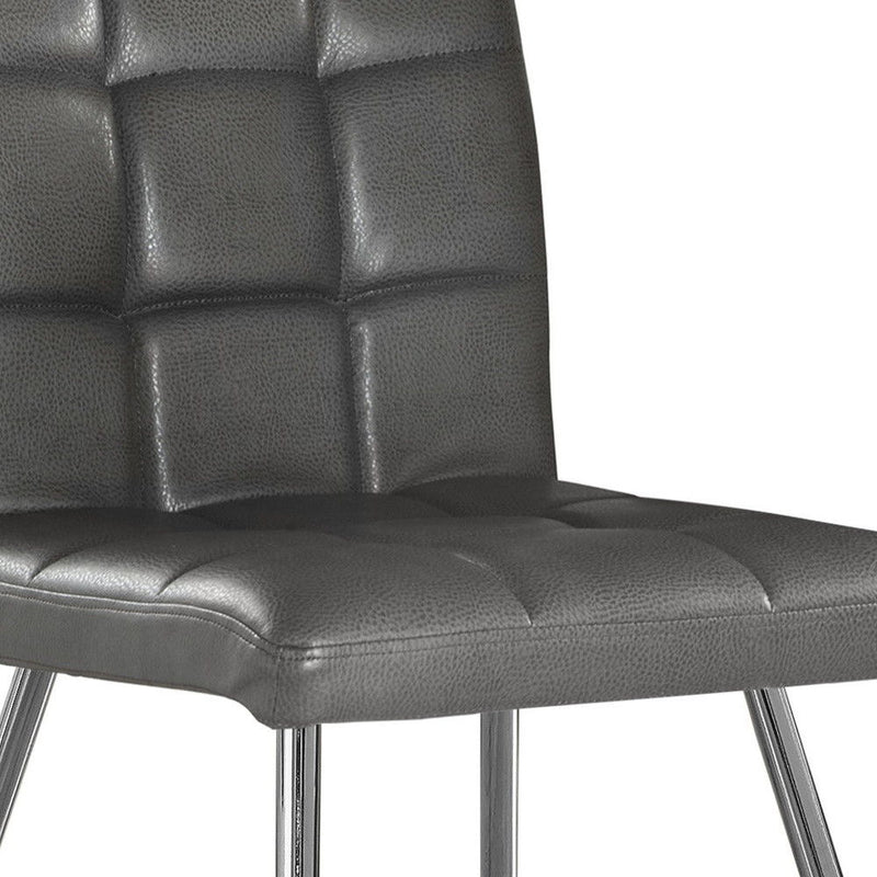 Tufted Faux Leather Dining Side Chairs (Set of 2) - Gray