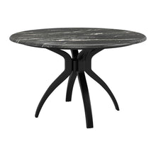 Load image into Gallery viewer, 50" Faux Marble And Steel Pedestal Base Round Top Dining Table - Black
