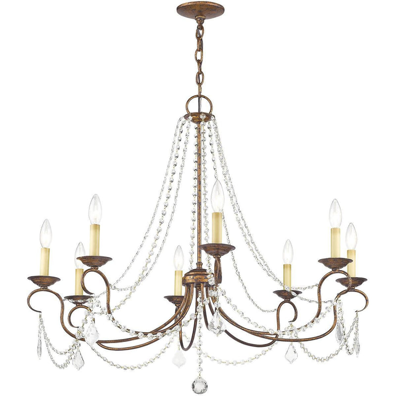 28" Eight Light Dimmable Chandelier With Shades - Bronze