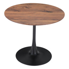 Load image into Gallery viewer, 35" Steel Pedestal Base Dining Table - Brown / Black
