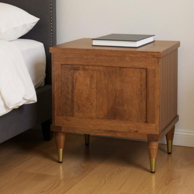 22" Solid Wood 2 Drawer Nightstand - Light Brown