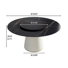 Load image into Gallery viewer, Modern Artificial Stone Round Plywood Base Dining Table, Can Accommodate 8 People Artificial Stone Turntable (Not Including Chairs) - Black / Beige
