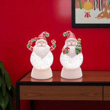 Load image into Gallery viewer, Plastic Christmas Santa Tabletop Sculpture With LED (Set of 2) - White / Green / Red
