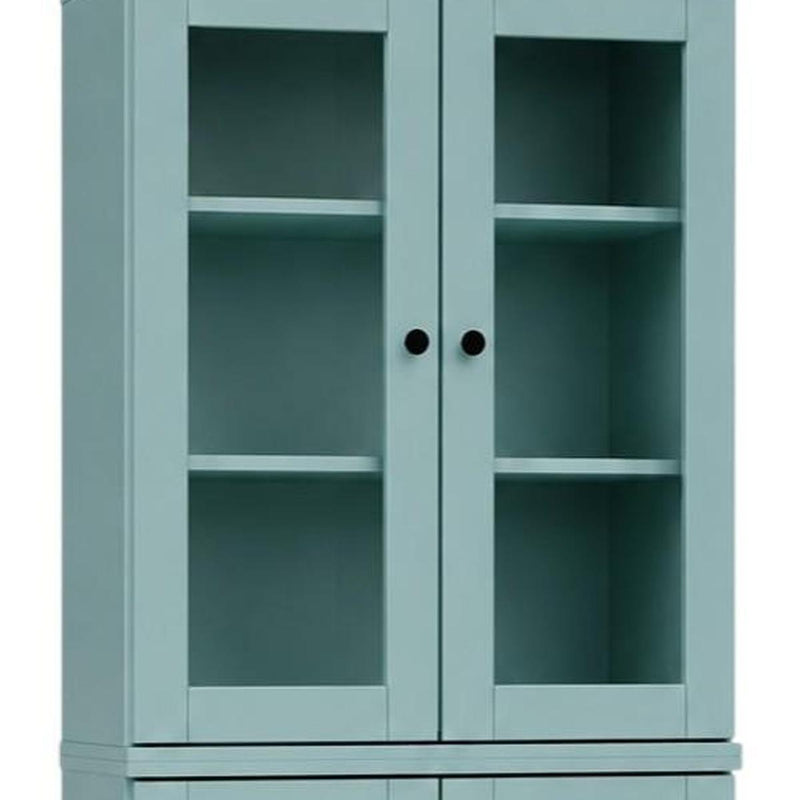 Solid Wood Adjustable Six Tier Library Bookcase With Two Doors (745624) - Aqua