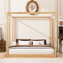 Load image into Gallery viewer, Wood Canopy Platform Bed With Support Legs And Airflow Slats
