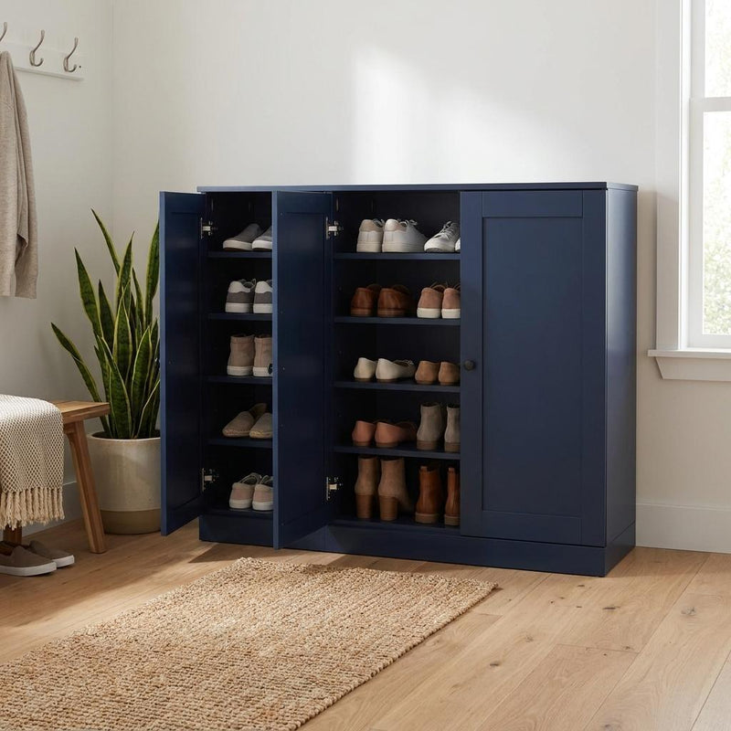Solid Woodshoe Storage Cabinet (755985) - Navy Blue