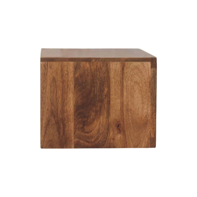 18" Solid Wood Carved Geometric 1 Drawer Floating Nightstand - Brown