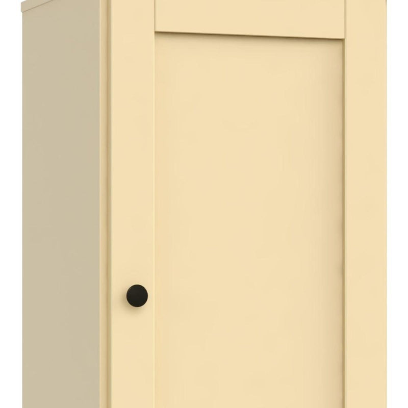 Solid Wood Adjustable Three Tier Library Bookcase With One Door - Yellow