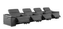 Load image into Gallery viewer, Italian Leather Reclining Metal USB Sofa (720414) - Dark Gray
