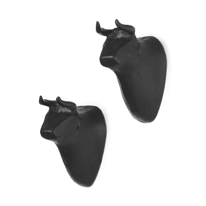 Bull Decorative Wall Sculpture (Set of 2) - Black