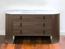Load image into Gallery viewer, Marble Solid And Manufactured Wood Three Drawer Dresser - Walnut
