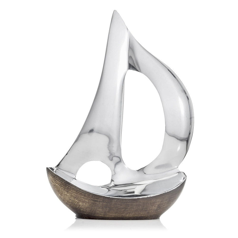 Buffed Sailboat Tabletop Sculpture - Brown / Silver