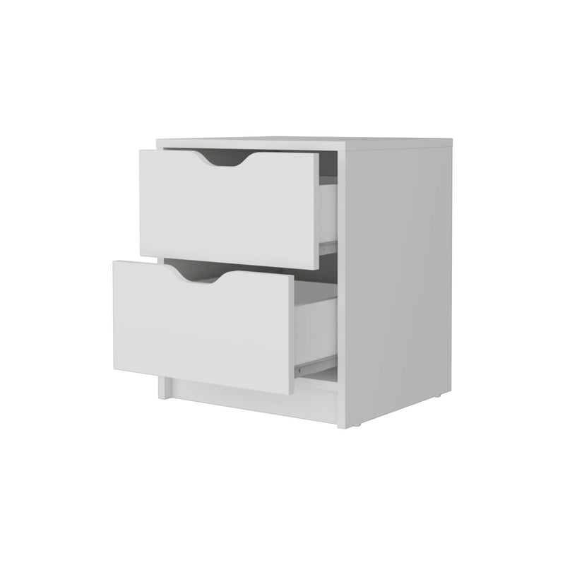 19" Two Drawer Nightstand With Integrated Tech - White