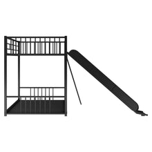 Load image into Gallery viewer, Metal Bunk Bed with Slide, Twin over Twin, Black
