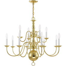 Load image into Gallery viewer, 26" Twelve Light Dimmable Chandelier With Shades - Brass
