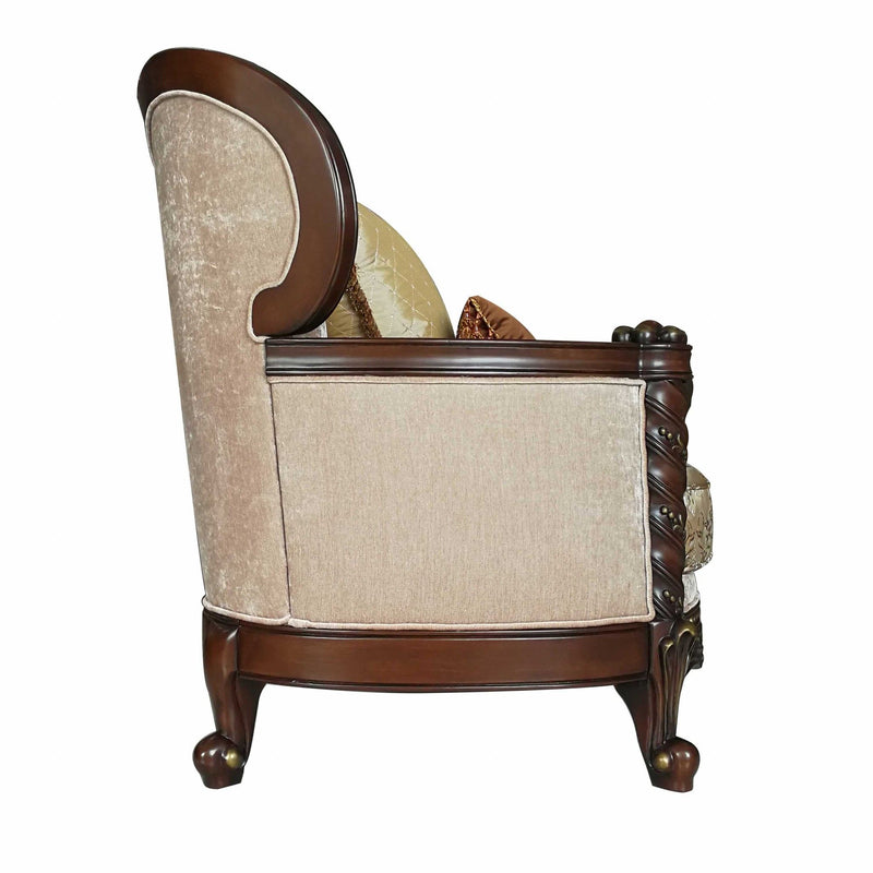 Fabric Floral Club Chair - Beige And Brown