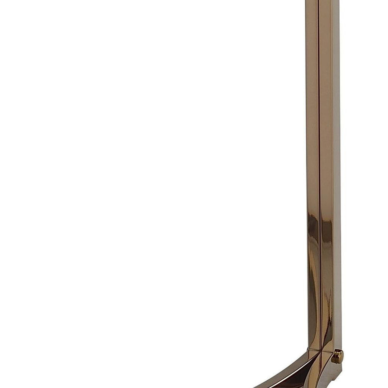 Stone And Metal Round Frame End Table - White / Champagne