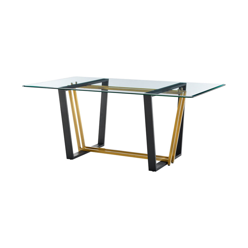 72" Glass And Iron Sled Base Dining Table - Gold