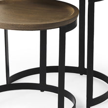 Load image into Gallery viewer, Solid Wood Iron Round Nested Tables (Set of 2) - Brown / Black

