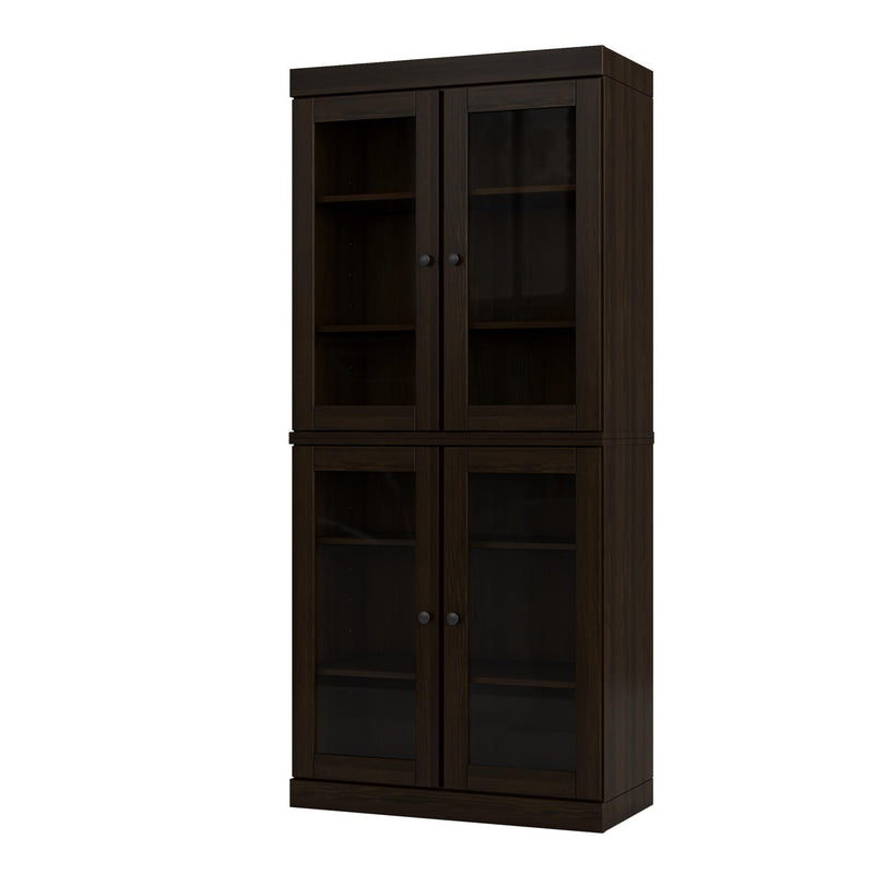 Adjustable Six Tier Library Bookcase With Four Doors (745701) - Espresso