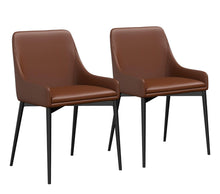 Load image into Gallery viewer, Upholstered Faux Leather Dining Side Chairs (Set of 2) - Chestnut / Black
