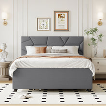 Load image into Gallery viewer, Upholstered Platform Bed With Brick Pattern Headboard And Twin Long Size Trundle
