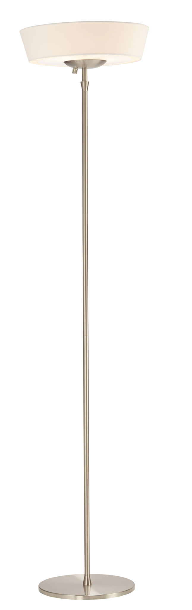 Brushed LED Torchiere Floor Lamp With Empire Shade - Silver White
