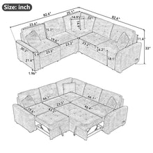 Load image into Gallery viewer, L-Shape Sofa Bed Pull-Out Sleeper Sofa With Wheels, USB Ports, Power Sockets For Living Room
