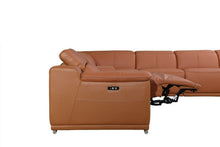 Load image into Gallery viewer, Italian Leather Power Reclining 8Piece Corner Sectional With Console - Camel
