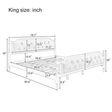 Load image into Gallery viewer, Traditional Style Solid Bed Frame With Upholstered Tufted Headboard, No Box Spring Needed
