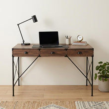 Load image into Gallery viewer, Wall Mounted H-Shape Writing Desk With Three Drawers - Brown / Walnut
