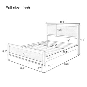 Mid-Century Platform Bed With Headboard And Slat Support, No Box Spring Needed
